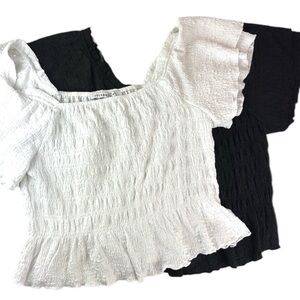 New celebrity pink smocked ruffle sleeve top bundle